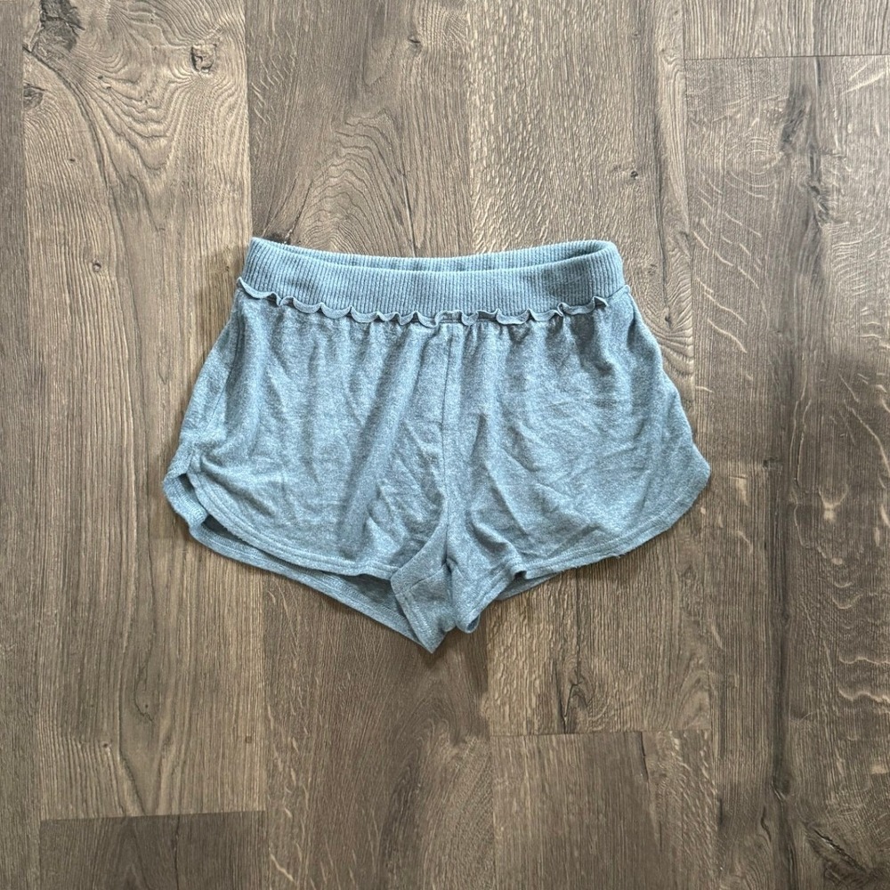 American Eagle AE Ahh-Mazingly Soft Lounge Shorts PJ's XS Blue Gray Ruffle Trim